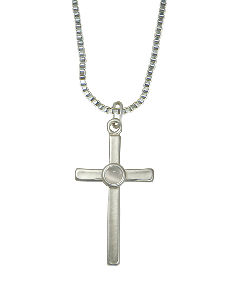 Sterling Silver Cross Pendant With White Moonstone